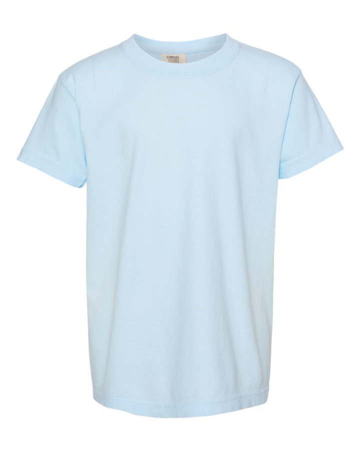 Front View of Chambray Garment-Dyed Youth Heavyweight T-Shirt - 9018