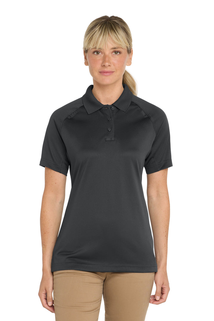 Front View of Charcoal CornerStone Women's Select Snag-Proof Tactical Polo. CS411