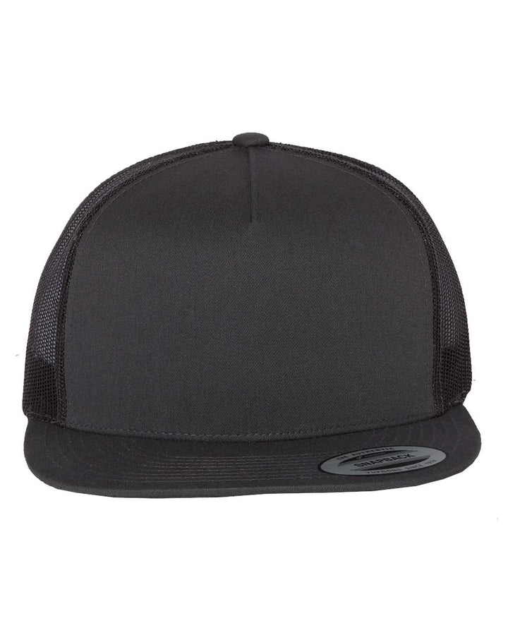 Front View of Charcoal Five-Panel Classic Trucker Cap - 6006
