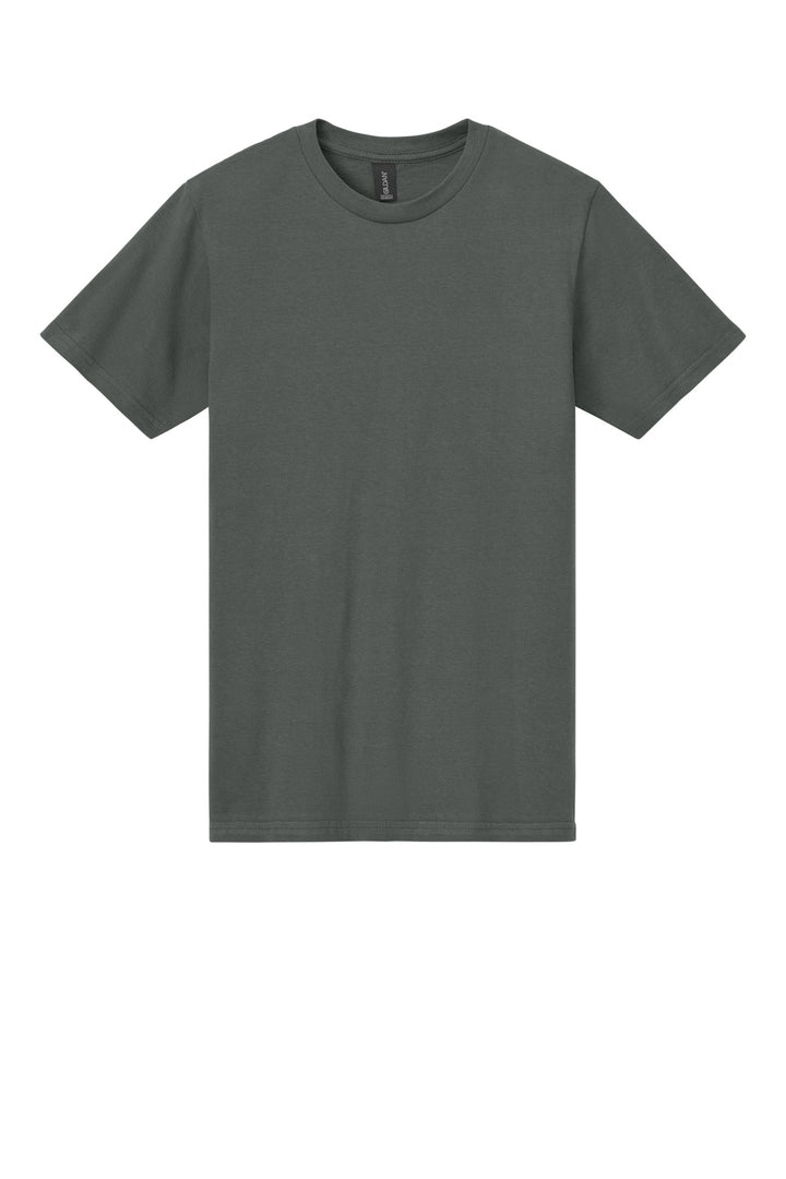 Front View of Charcoal Gildan Softstyle Midweight Tee 65000