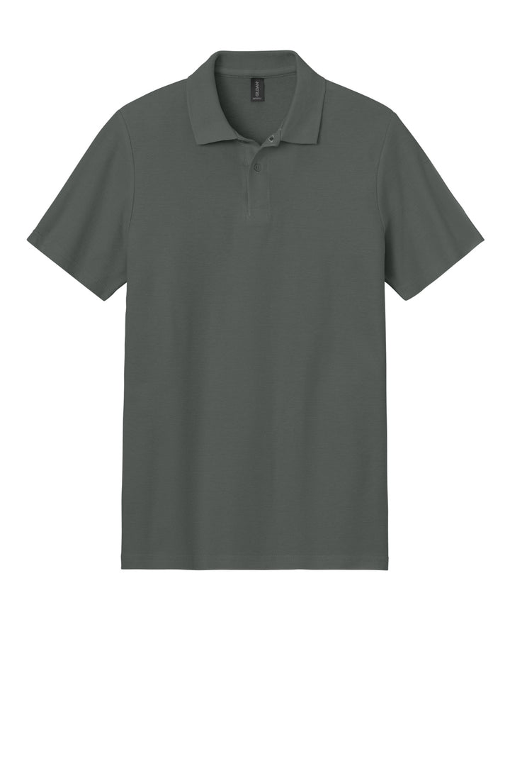 Front View of Charcoal Gildan Softstyle Pique Polo 64800