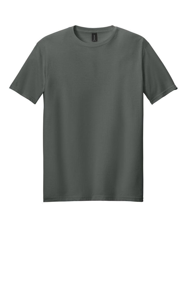 Front View of Charcoal Gildan Softstyle T-Shirt. 64000