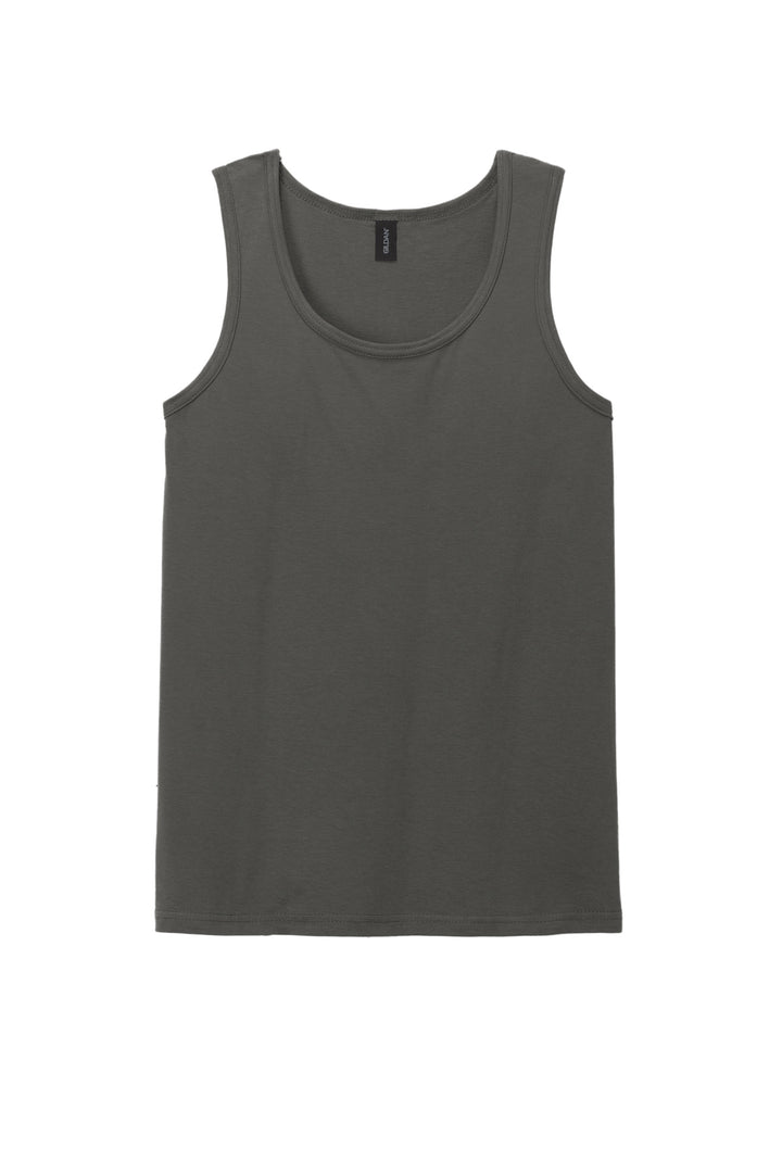 Front View of Charcoal Gildan Softstyle Tank Top 64200