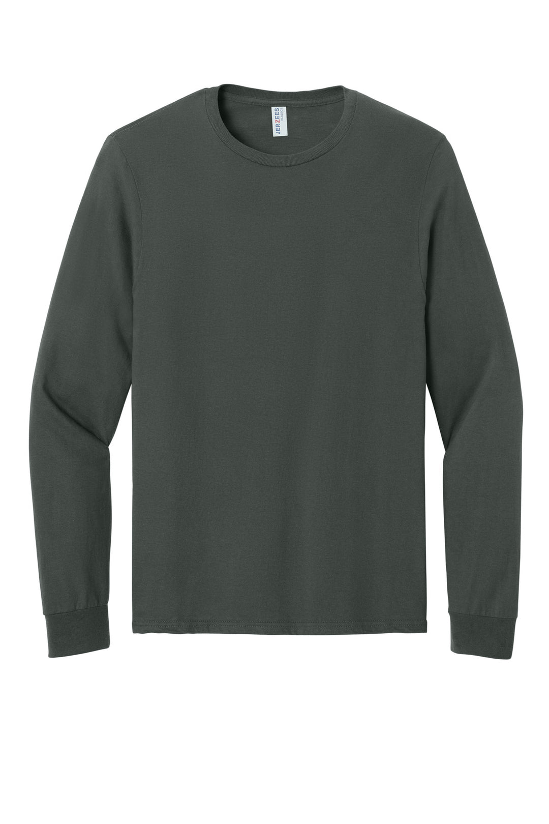 Front View of CharGrey Jerzees Classics Unisex Cotton Long Sleeve T-Shirt 363L