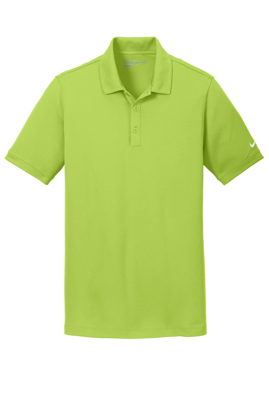 Front View of Chartreuse Nike Dri-FIT Solid Icon Pique Modern Fit Polo. 746099