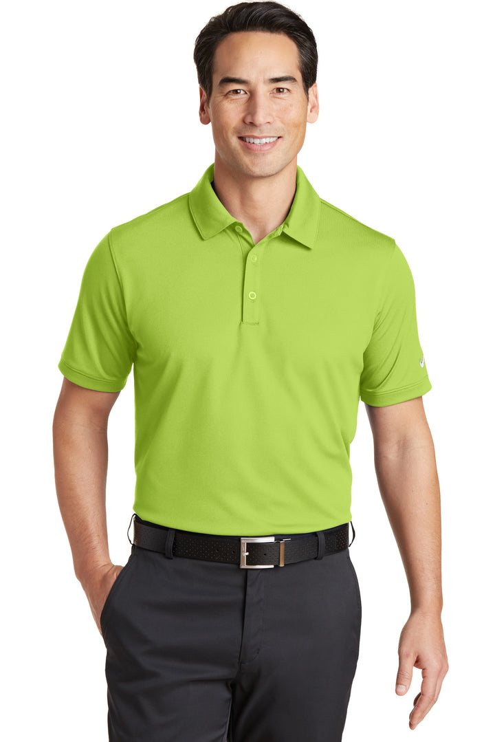 Front View of Chartreuse Nike Dri-FIT Solid Icon Pique Modern Fit Polo. 746099