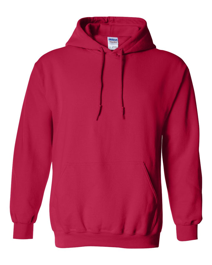 Front View of Cherry Red Heavy Blend™ Hooded Sweatshirt - 18500