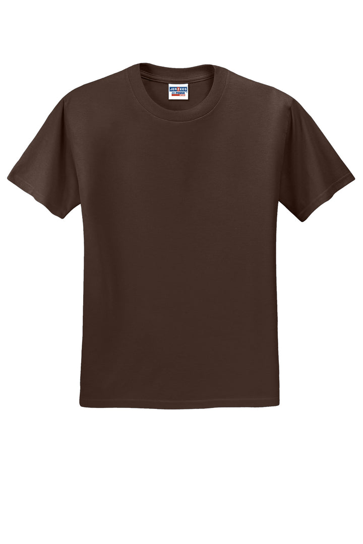Front View of Chocolate Jerzees - Dri-Power 50/50 Cotton/Poly T-Shirt. 29M