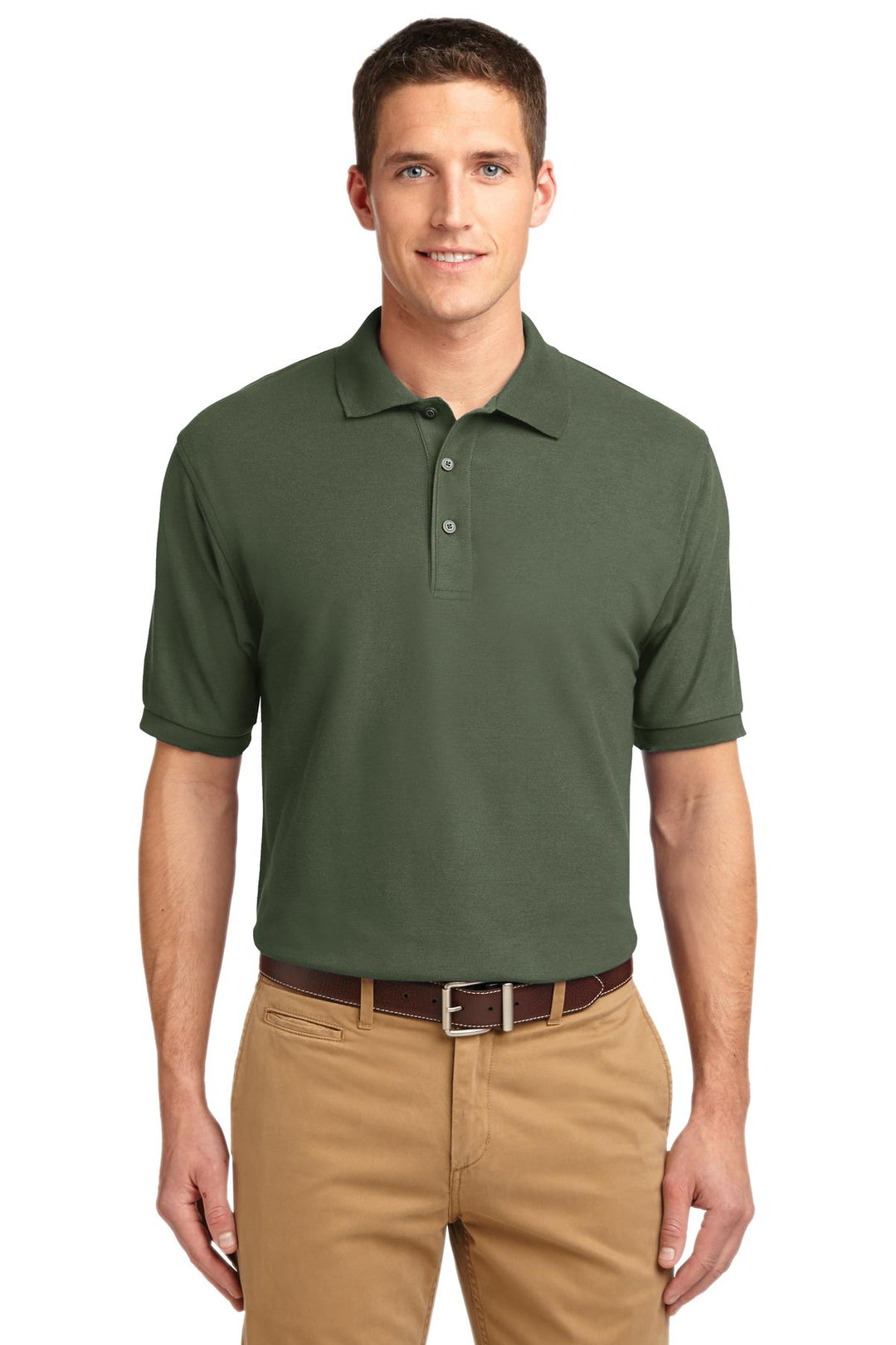 Front View of Clover Green Port Authority Silk Touch Polo K500