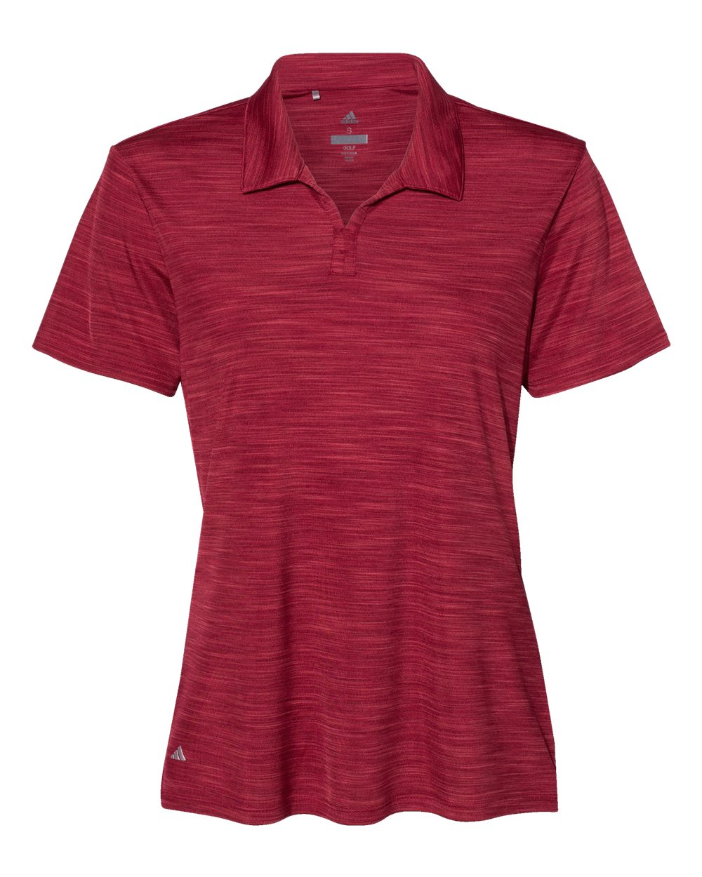 Front View of Collegiate Burgundy Melange Women's Mélange Polo - A403