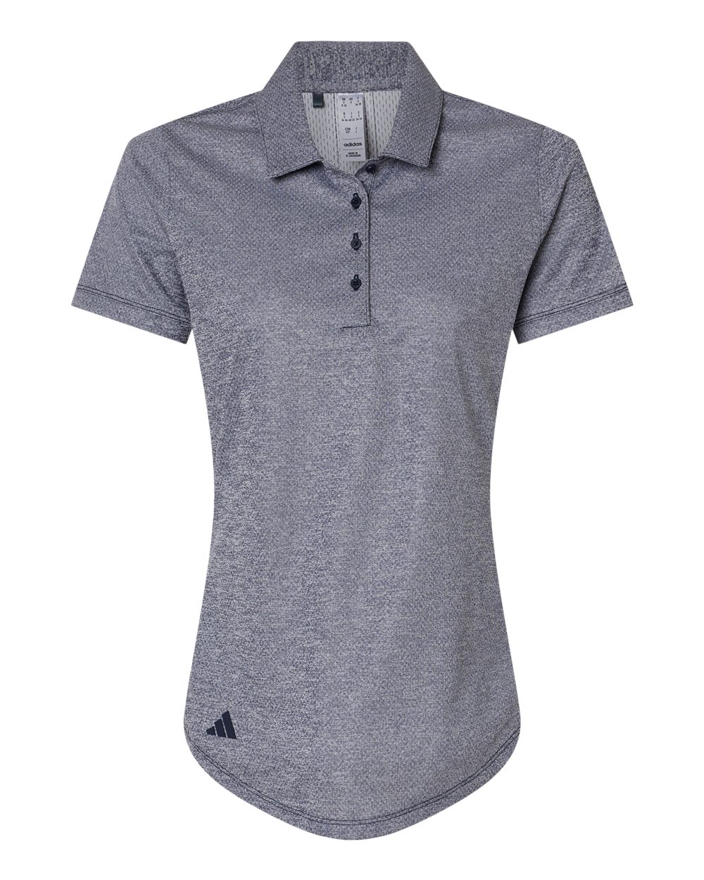 Front View of Collegiate Navy Melange Women's Space Dyed Polo - A592