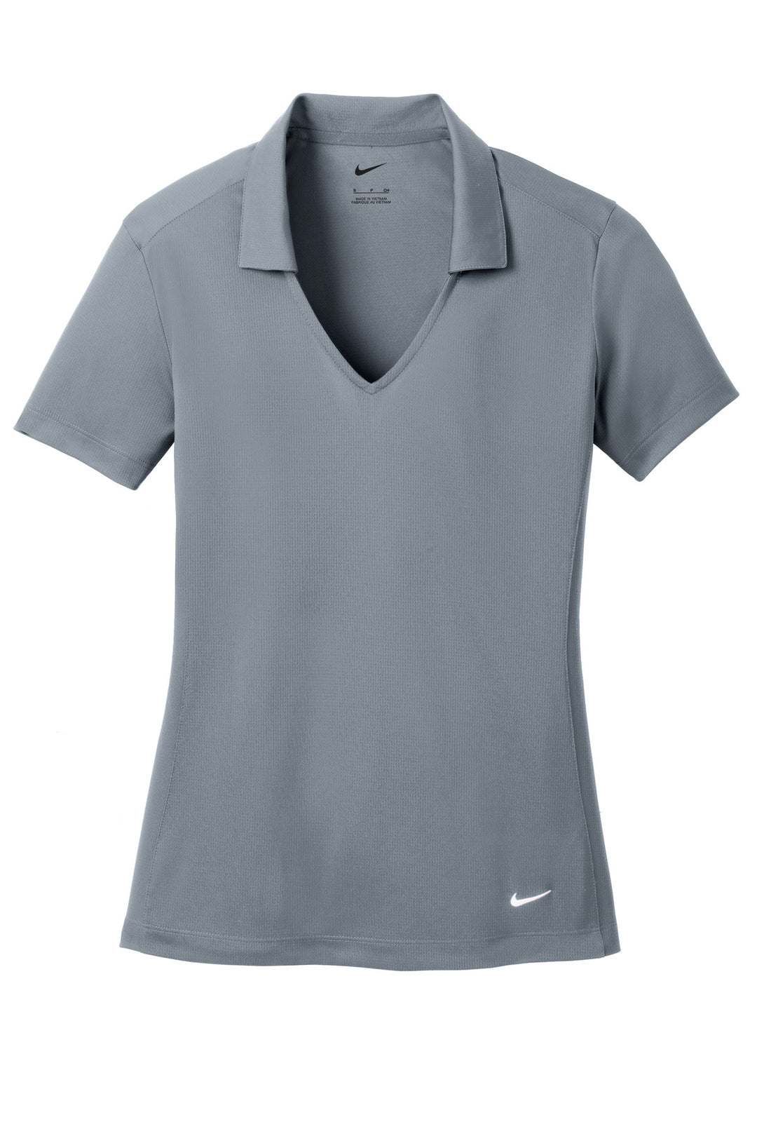 Front View of Cool Grey Nike Women's Dri-FIT Vertical Mesh Polo. 637165