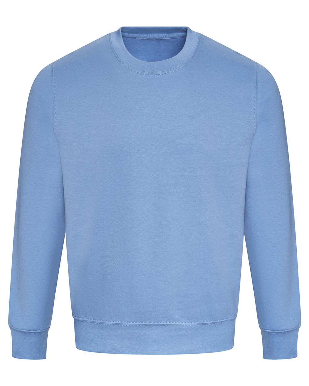 Front View of Cornflower Blue College Crewneck Sweatshirt - JHA030