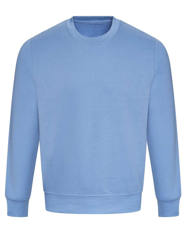 Front View of Cornflower Blue College Crewneck Sweatshirt - JHA030