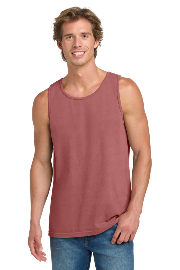 Front View of Crimson COMFORT COLORS Heavyweight Ring Spun Tank Top. 9360