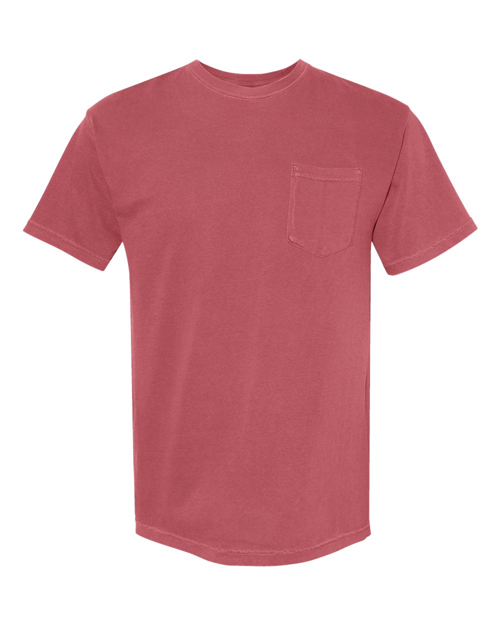 Front View of Crimson Garment-Dyed Heavyweight Pocket T-Shirt - 6030
