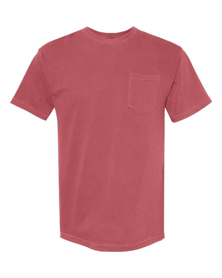 Front View of Crimson Garment-Dyed Heavyweight Pocket T-Shirt - 6030