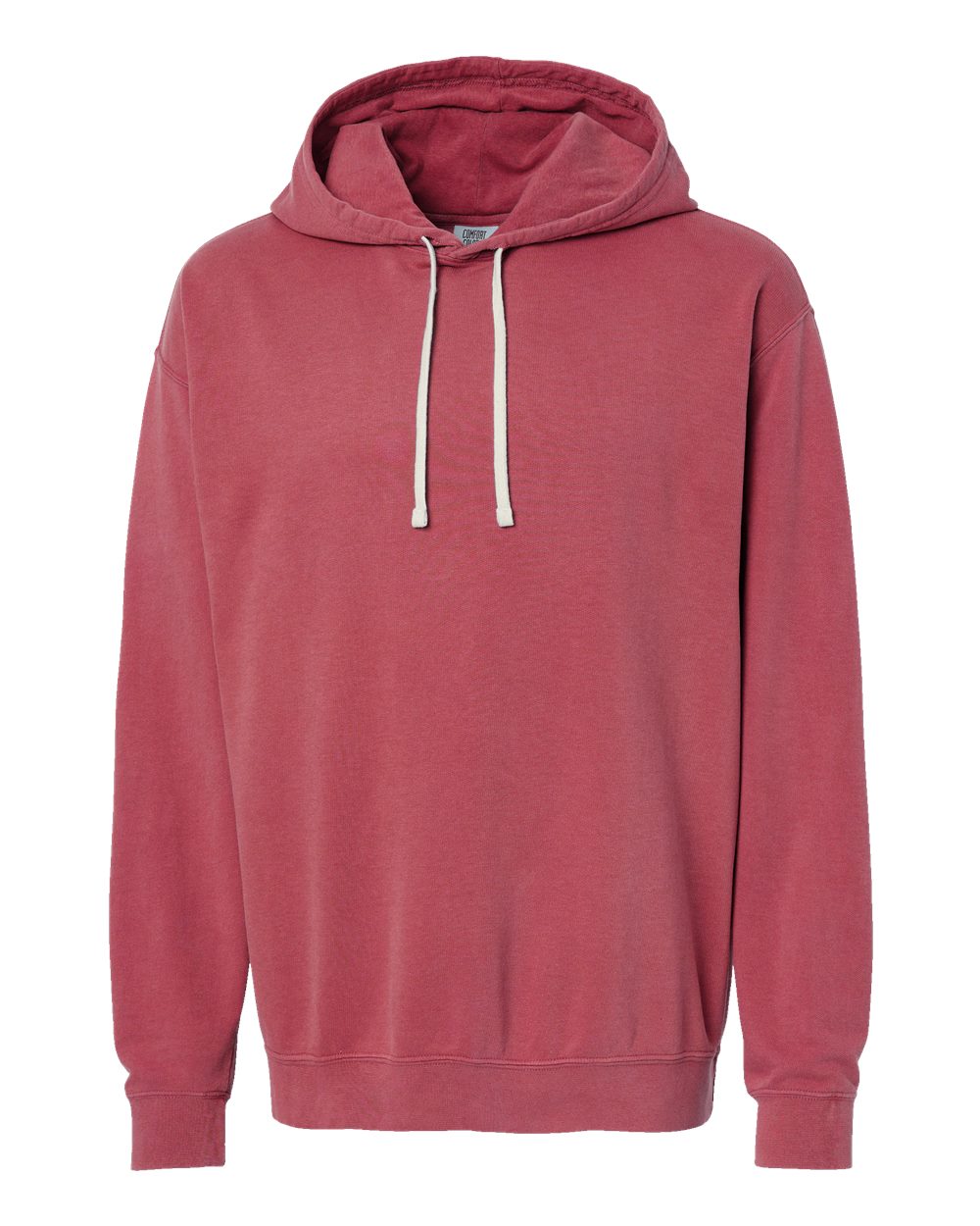 Front View of Crimson Garment-Dyed Lightweight Fleece Hooded Sweatshirt - 1467
