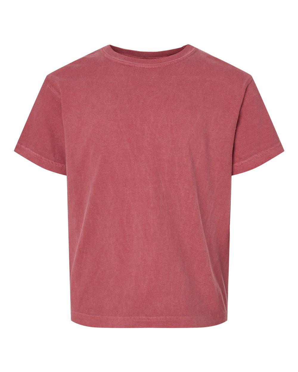 Front View of Crimson Garment-Dyed Youth Heavyweight T-Shirt - 9018