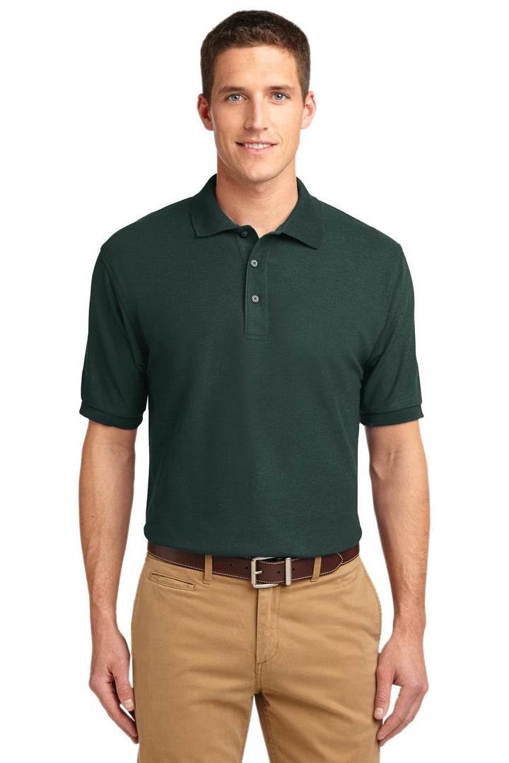 Front View of Dark Green Port Authority Silk Touch Polo K500