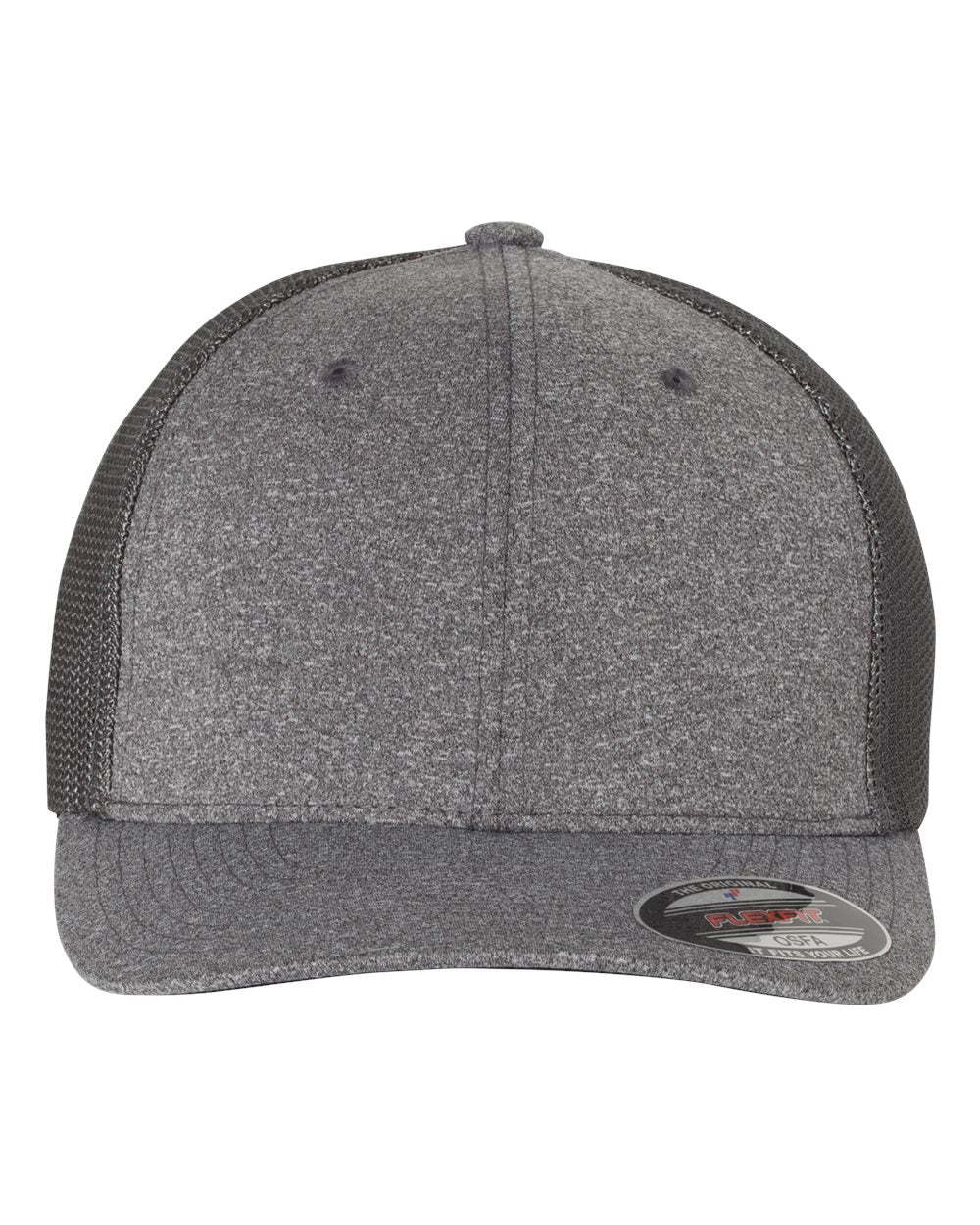 Front View of Dark Heather Grey/ Charcoal Mélange Trucker Cap - 6311
