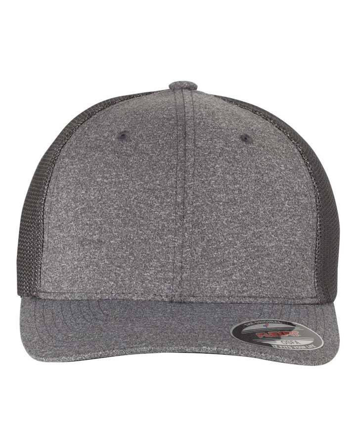 Front View of Dark Heather Grey/ Charcoal Mélange Trucker Cap - 6311