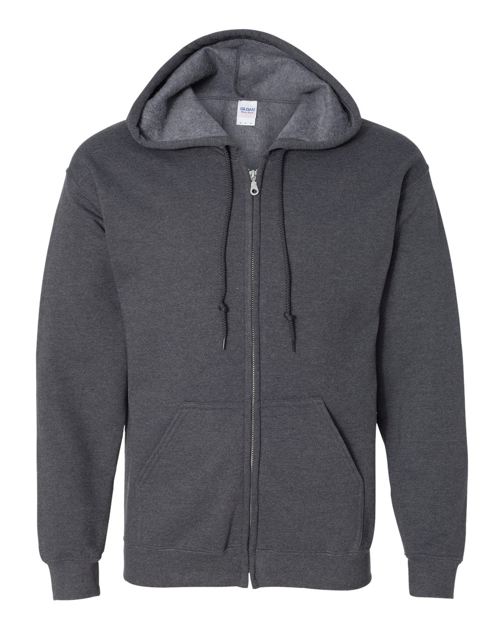 Front View of Dark Heather Heavy Blend™ Full-Zip Hooded Sweatshirt - 18600