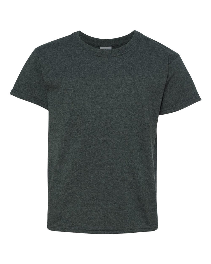 Front View of Dark Heather Heavy Cotton™ Youth T-Shirt - 5000B
