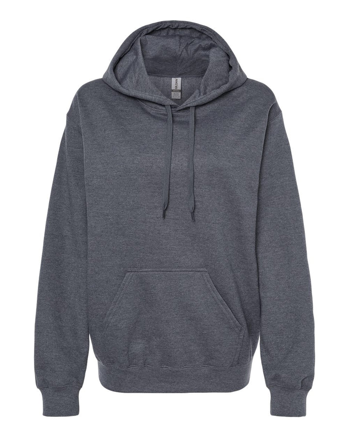 Front View of Dark Heather Softstyle® Midweight Hooded Sweatshirt - SF500