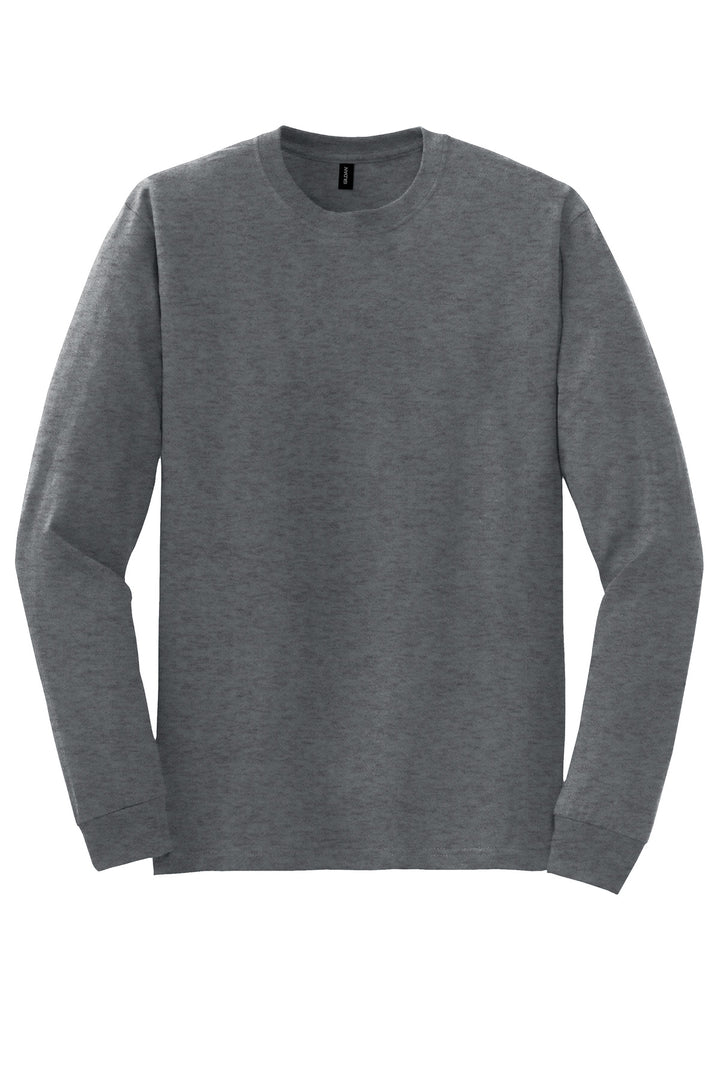 Front View of DarkHthr Gildan - DryBlend 50 Cotton/50 Poly Long Sleeve T-Shirt. 8400