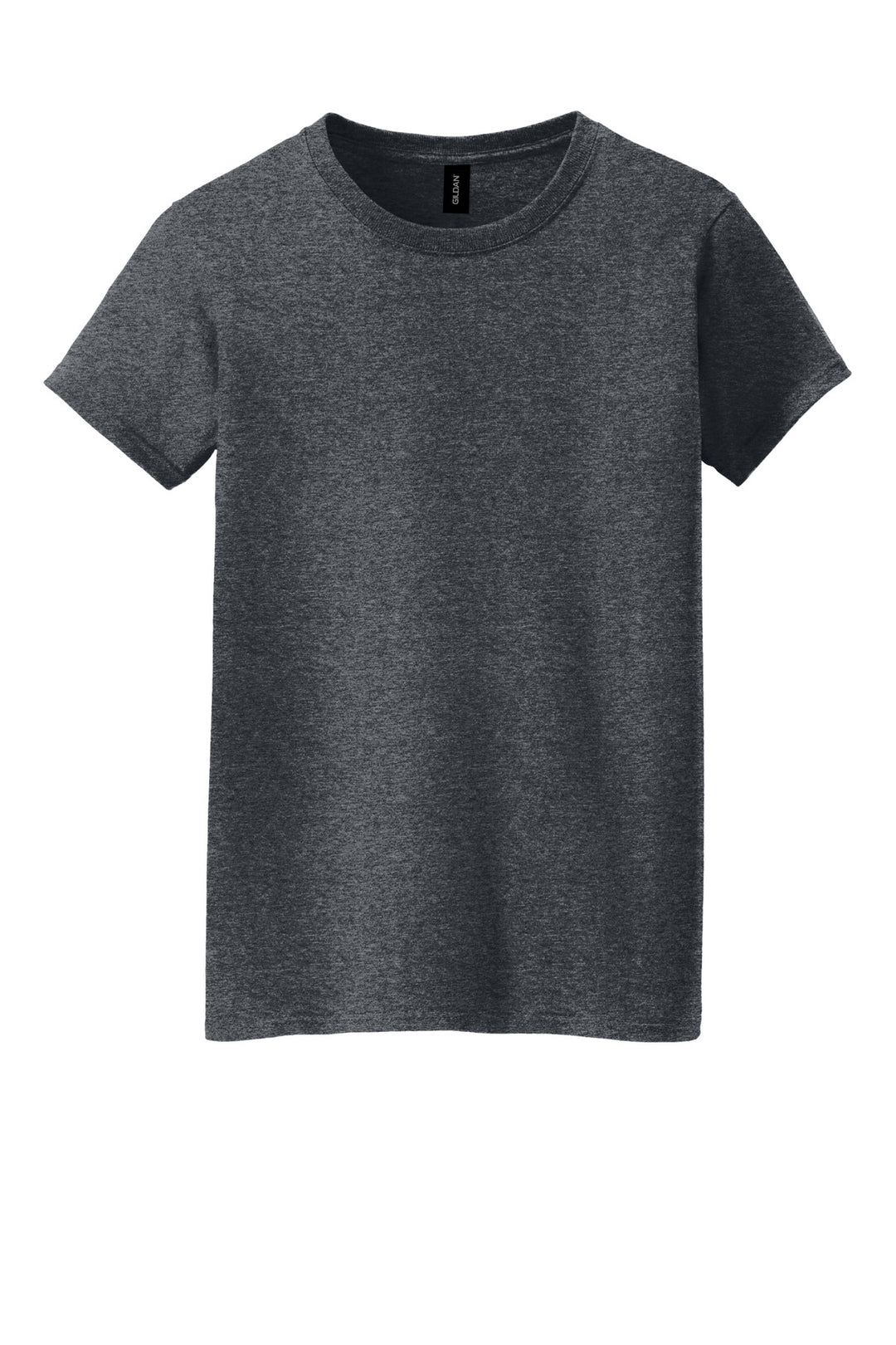 Front View of DarkHthr Gildan Women's Heavy Cotton 100% Cotton T-Shirt. 5000L