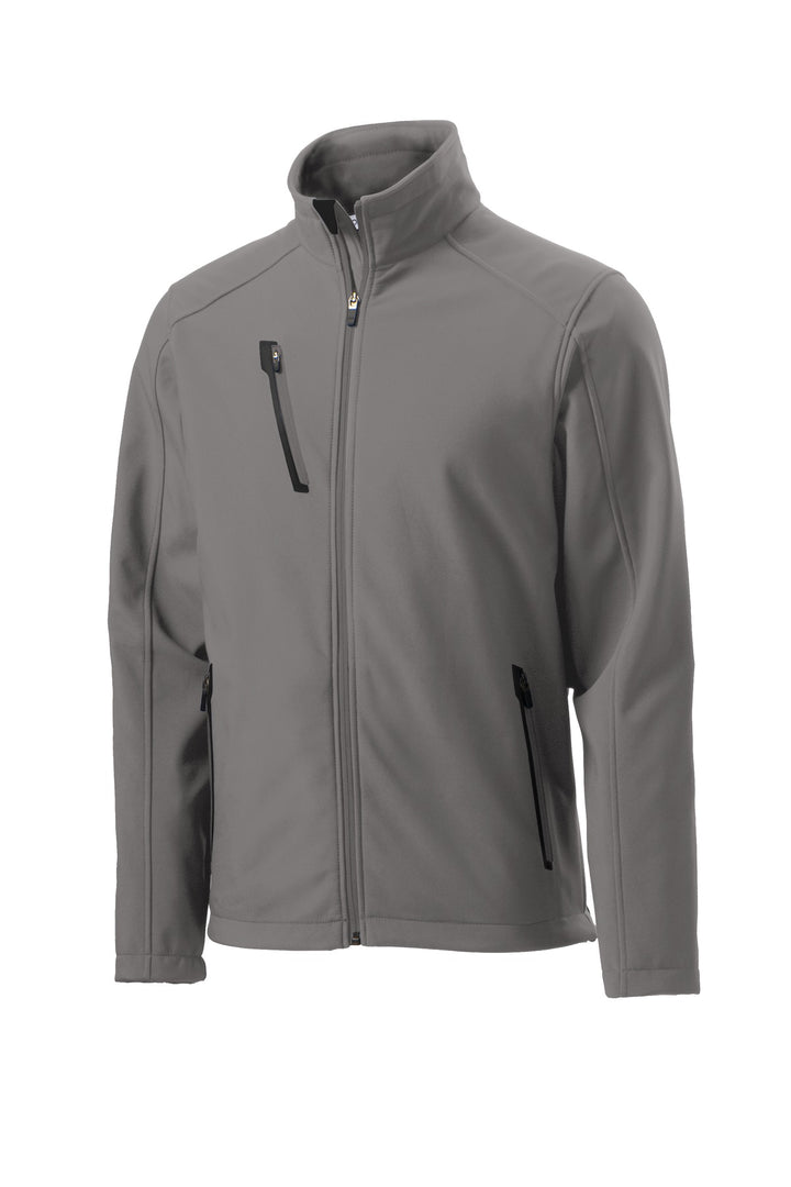 Front View of Deep Smoke Port Authority Welded Soft Shell Jacket. J324