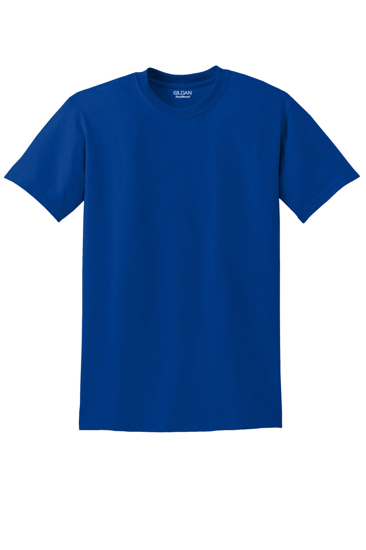 Front View of DeepRoyal Gildan DryBlend 50 Cotton/50 Poly T-Shirt. 8000