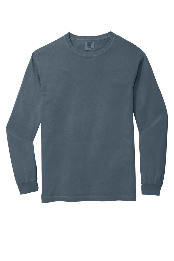 Front View of Denim COMFORT COLORS Heavyweight Ring Spun Long Sleeve Tee. 6014