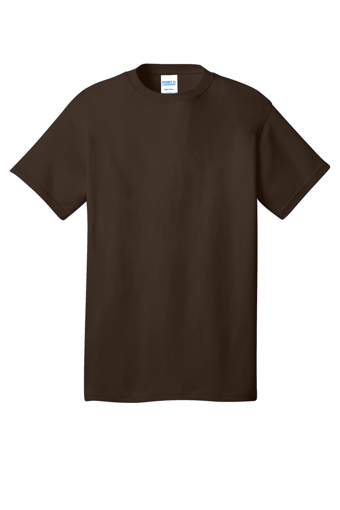 Front View of Dk Choc Brown Port & Company - Core Cotton Tee. PC54
