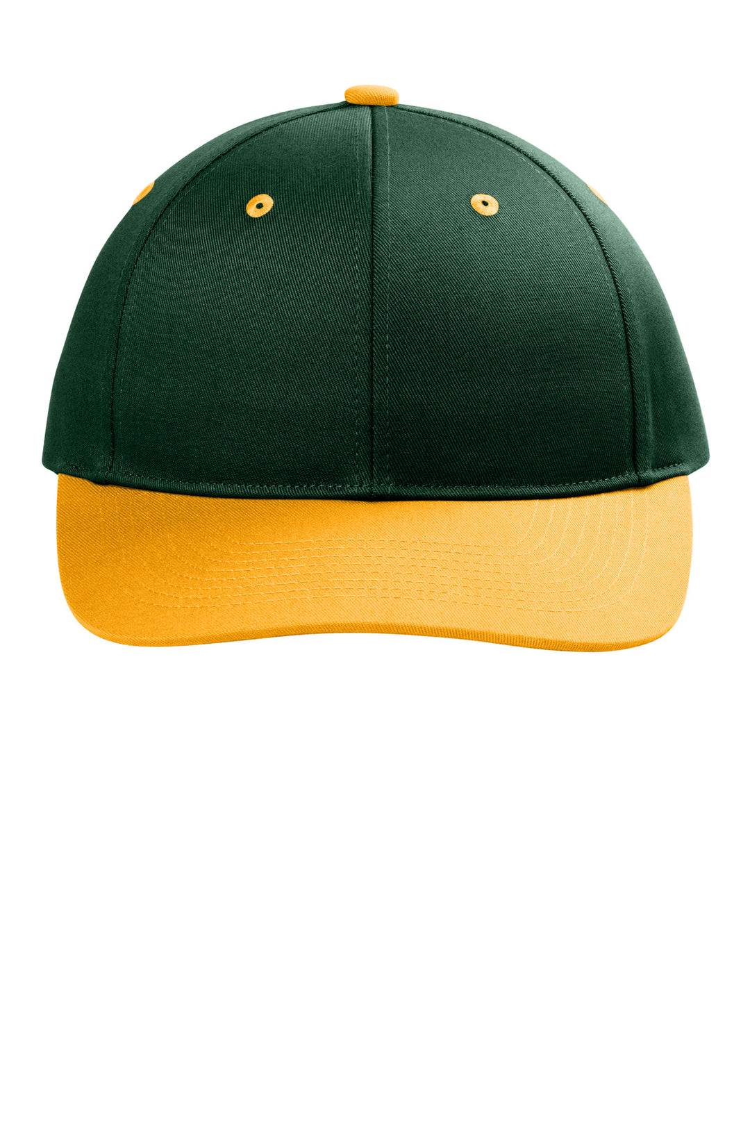 Front View of DkGrn/Gold Port Authority Snapback Cap C408