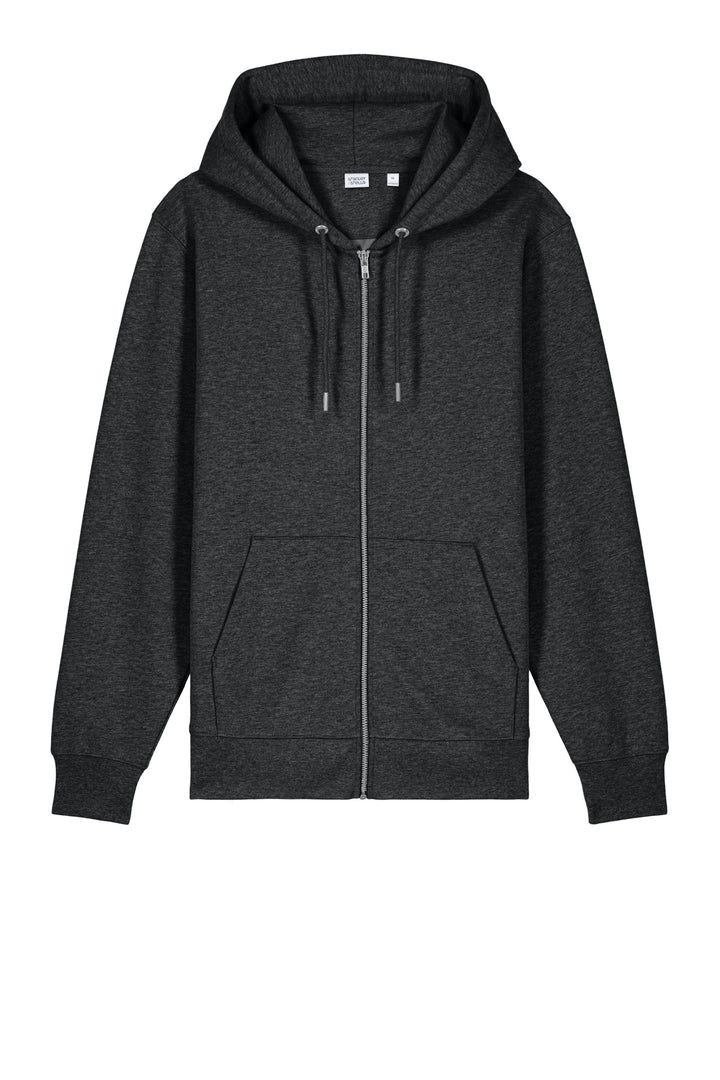 Front View of DkHtGry Stanley/Stella Unisex Cultivator 2.0 Full-Zip Hooded Sweatshirt SXU005