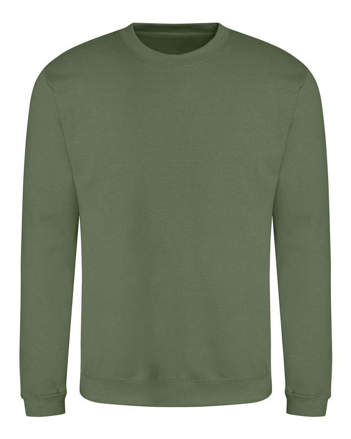 Front View of Earthy Green College Crewneck Sweatshirt - JHA030