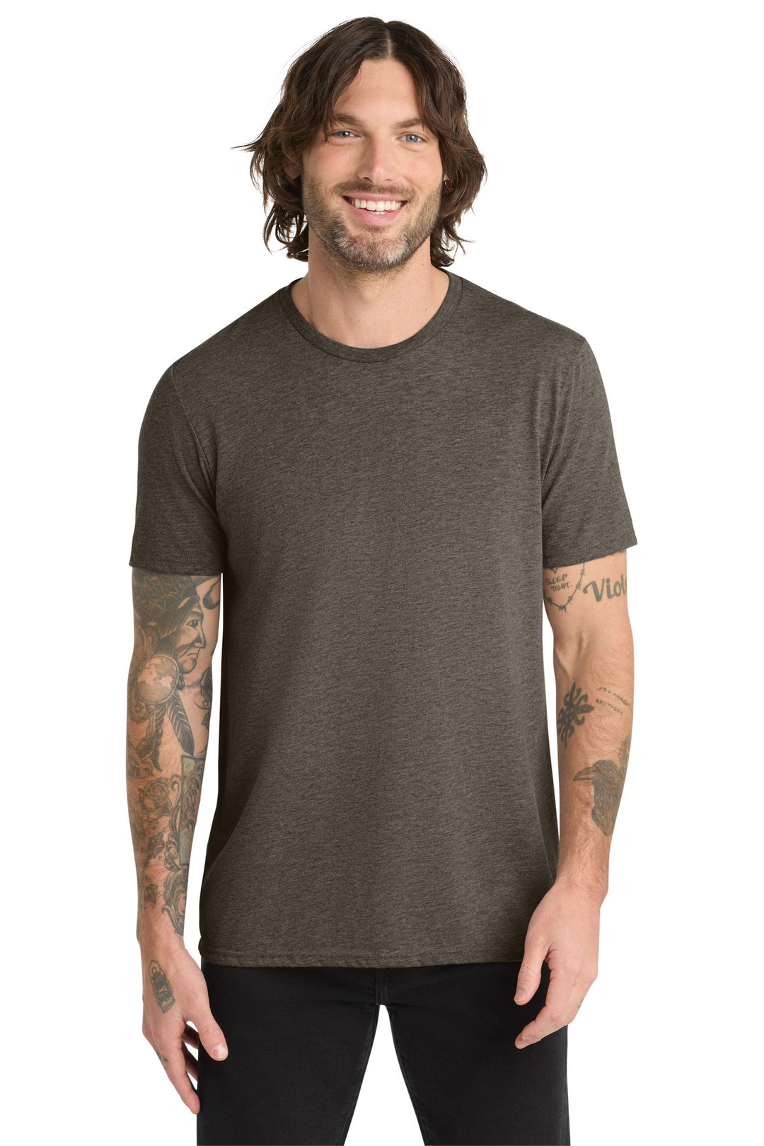 Front View of EarthyBrwn Allmade Unisex Tri-Blend Tee AL2004