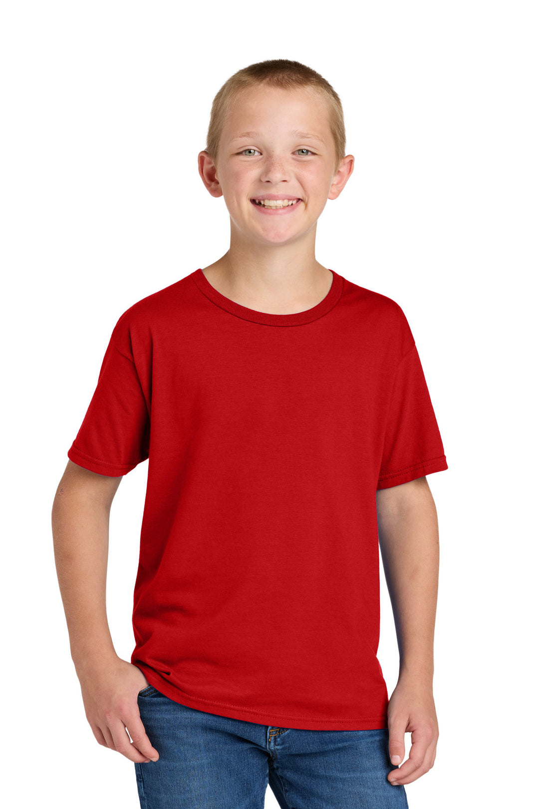Front View of FieryRed Jerzees Classics Youth Cotton T-Shirt 363Y