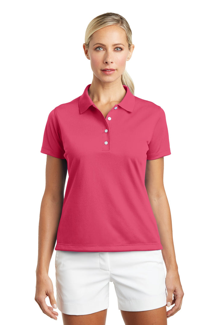 Front View of Flamingo Nike Women's Tech Basic Dri-FIT Polo. 203697