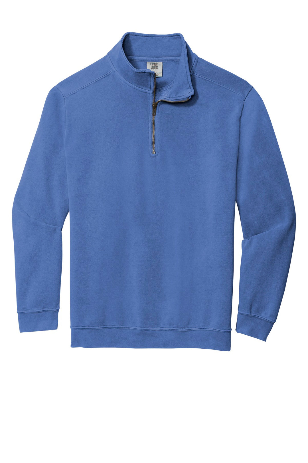 Front View of Flo Blue COMFORT COLORS Ring Spun 1/4-Zip Sweatshirt. 1580