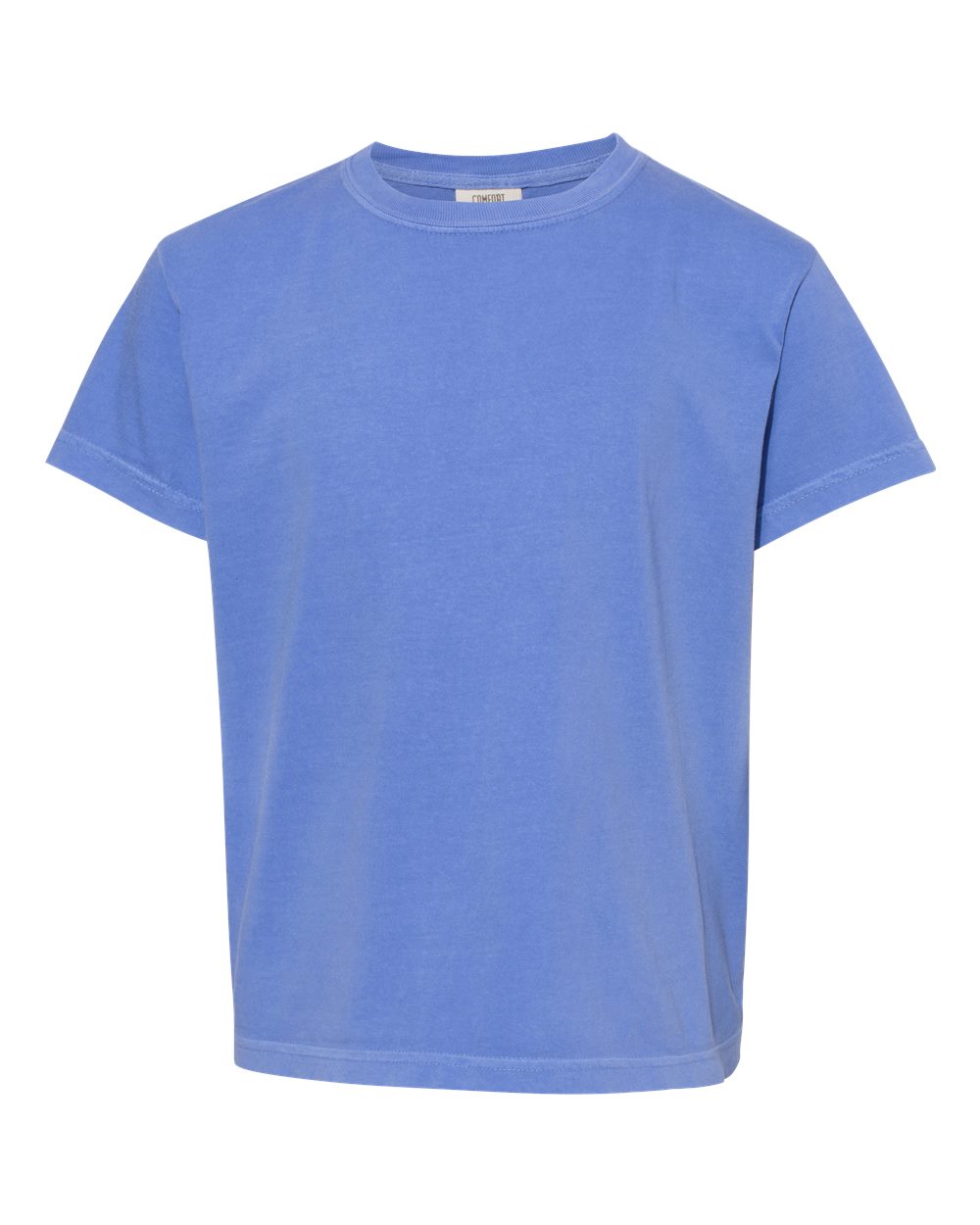 Front View of Flo Blue Garment-Dyed Youth Heavyweight T-Shirt - 9018