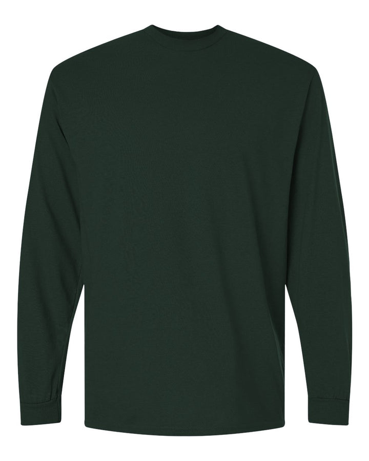 Front View of Forest Green DryBlend® 50/50 Long Sleeve T-Shirt - 8400