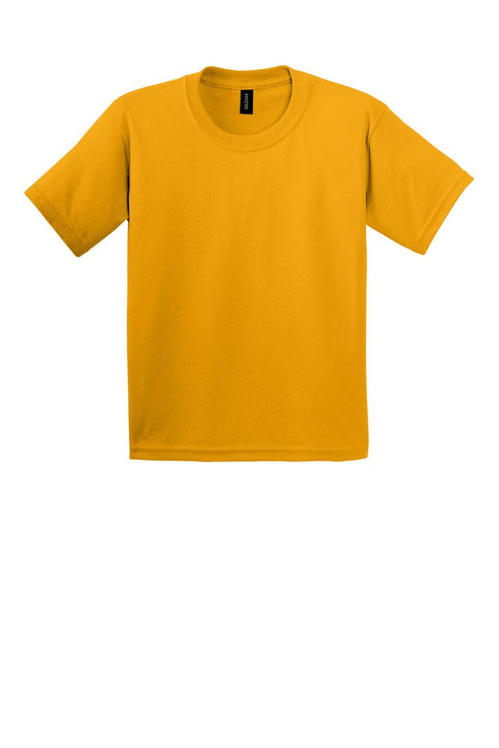 Front View of Gold Gildan - Youth Ultra Cotton 100% US Cotton T-Shirt. 2000B