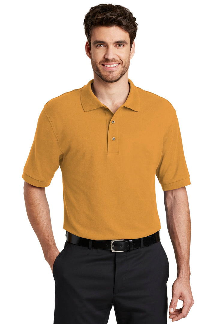 Front View of Gold Port Authority Silk Touch Polo K500
