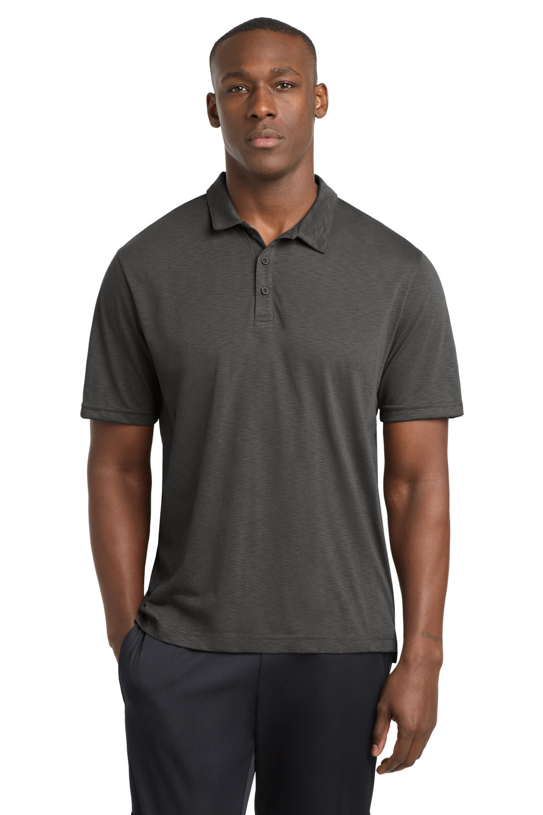 Front View of Graphite Sport-Tek PosiCharge Strive Polo ST530
