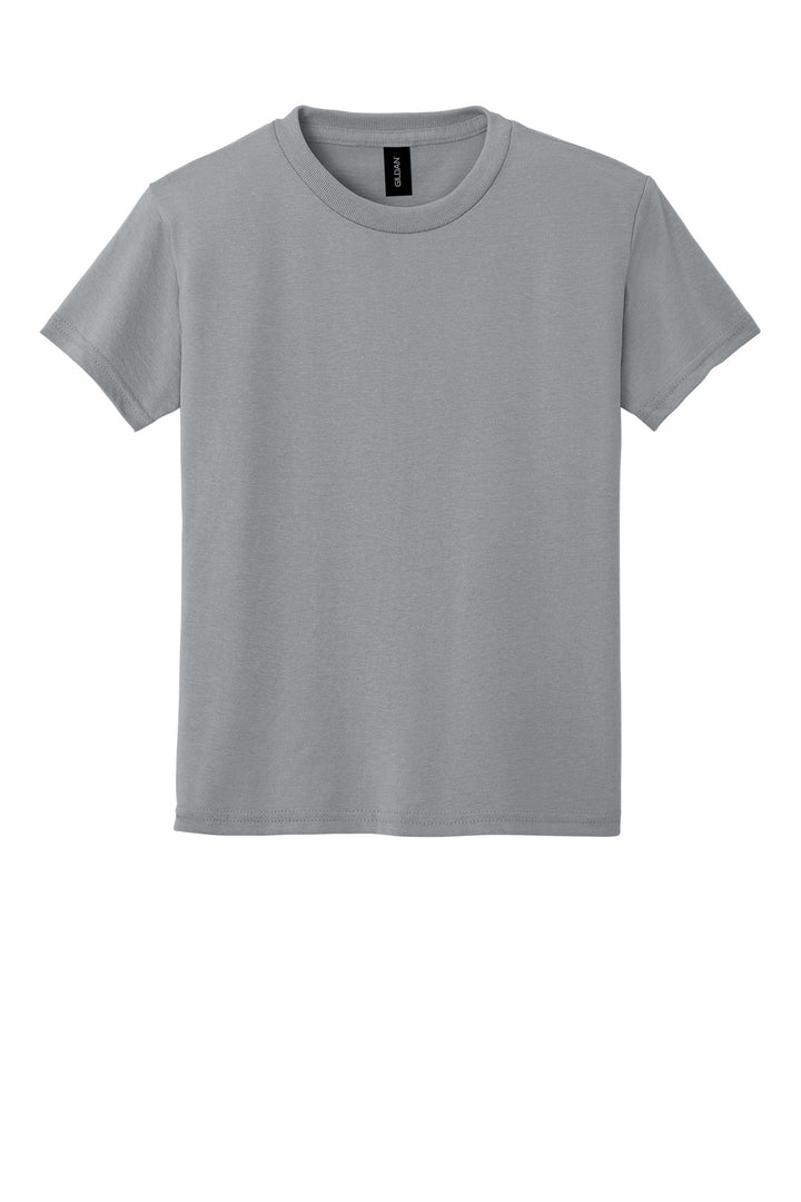 Front View of Gravel Gildan Youth DryBlend 50 Cotton/50 Poly T-Shirt. 8000B