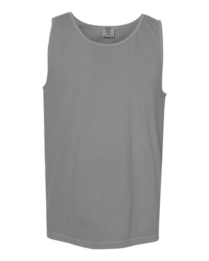Front View of Grey Garment-Dyed Heavyweight Tank Top - 9360