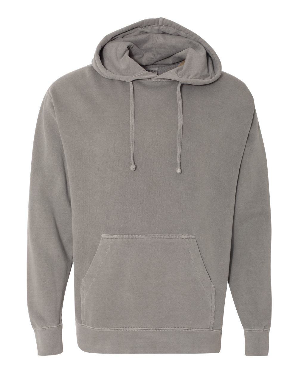 Front View of Grey Garment-Dyed Hooded Sweatshirt - 1567